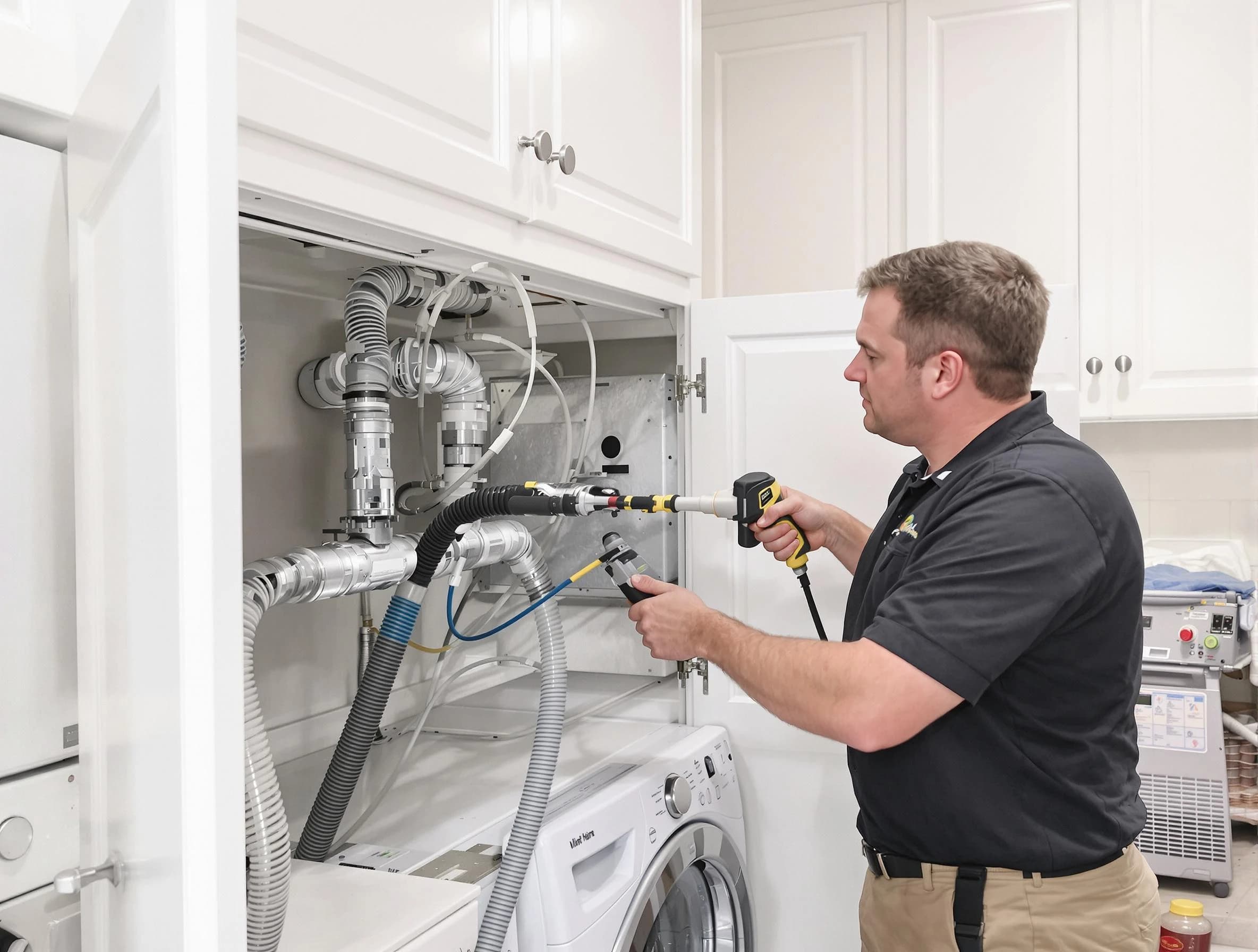 Warrior Dryer Vent Cleaning professional removing severe blockage from a clogged dryer vent in Warrior