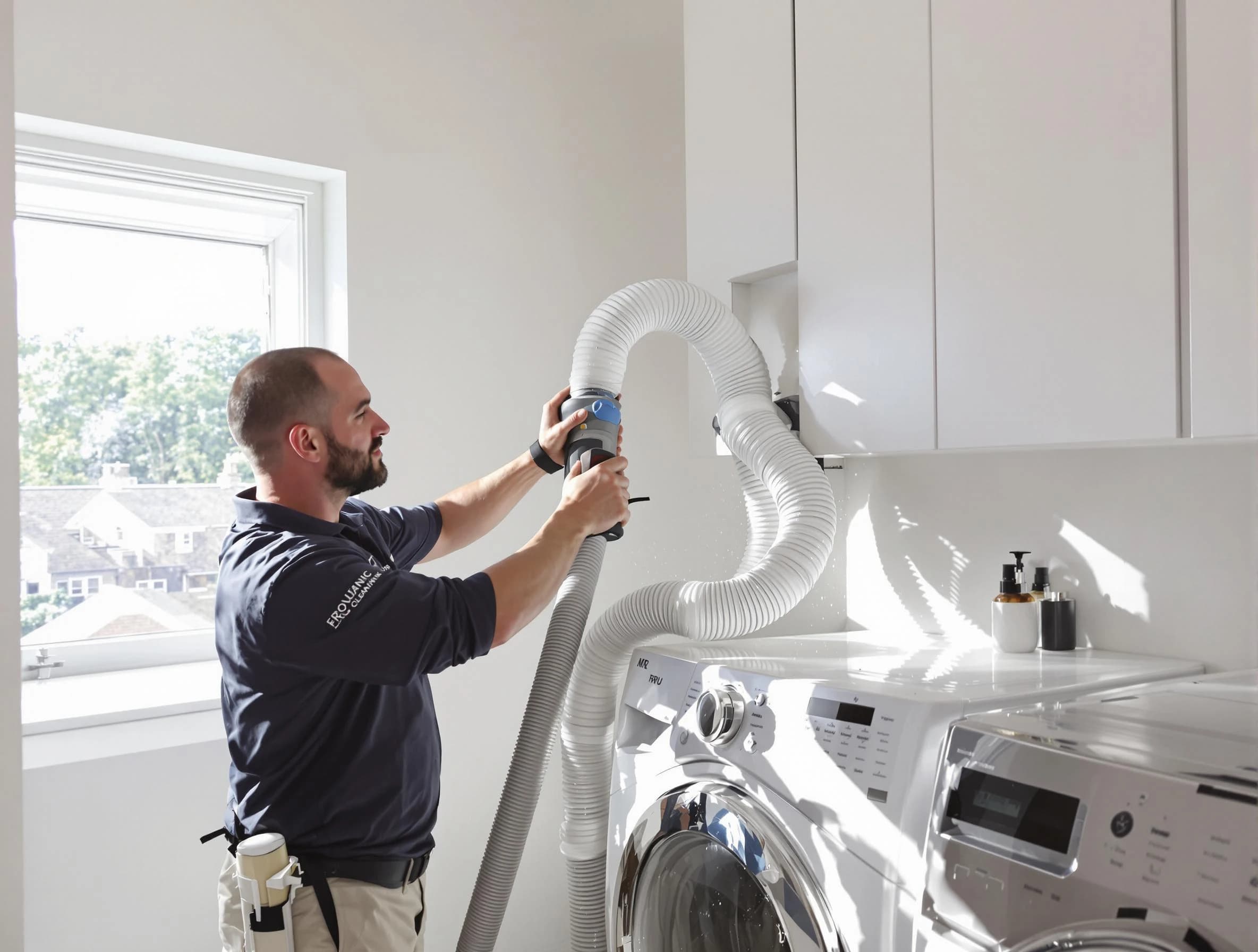 Certified Warrior Dryer Vent Cleaning technician performing dryer vent cleaning in Warrior