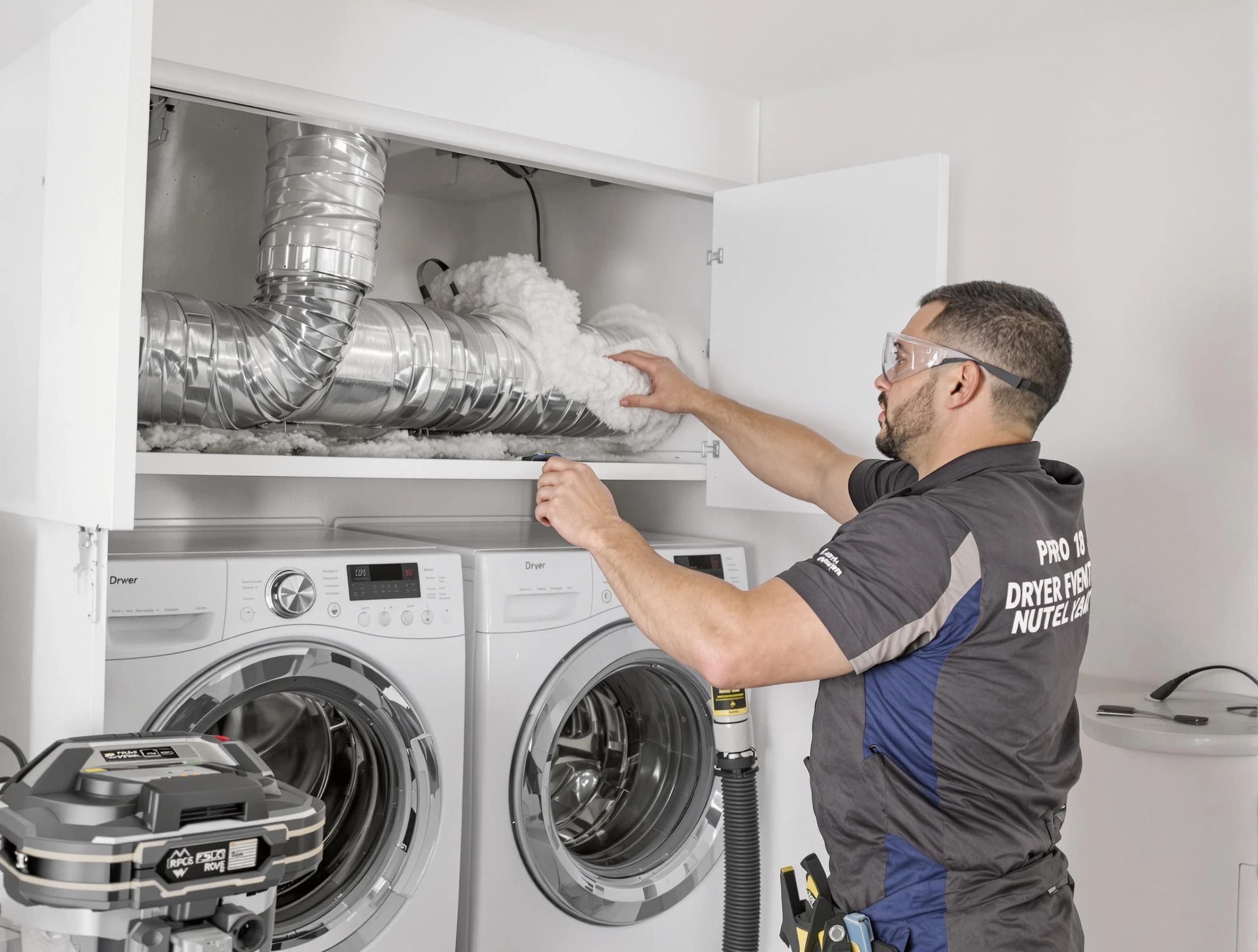 Warrior Dryer Vent Cleaning certified technician performing specialized gas dryer vent cleaning in Warrior