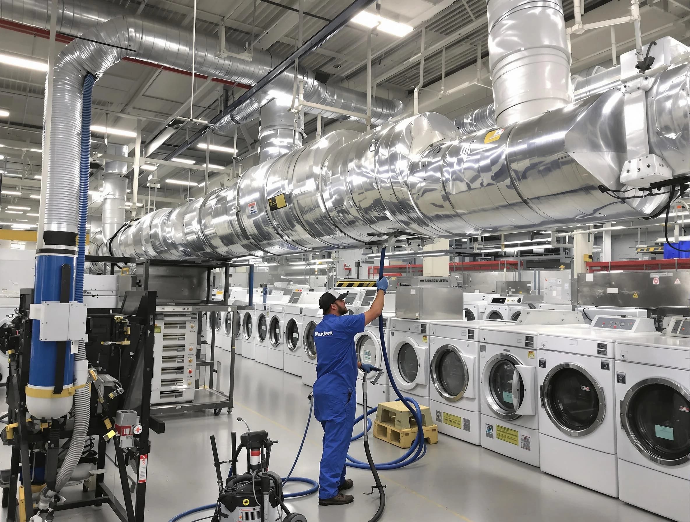 Warrior Dryer Vent Cleaning team performing heavy-duty industrial dryer vent cleaning in Warrior