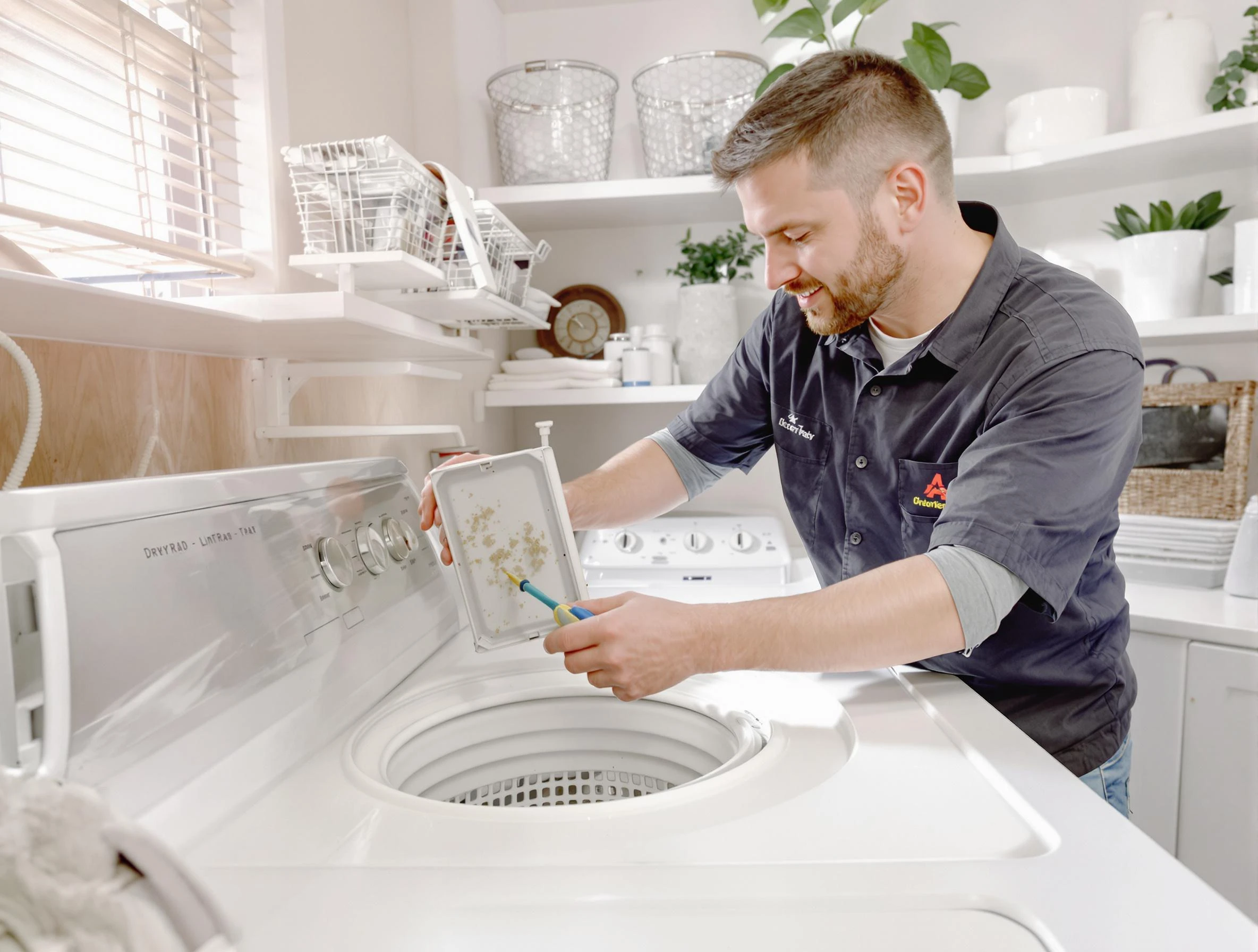 Cleaning Dryer Lint Trap in Warrior