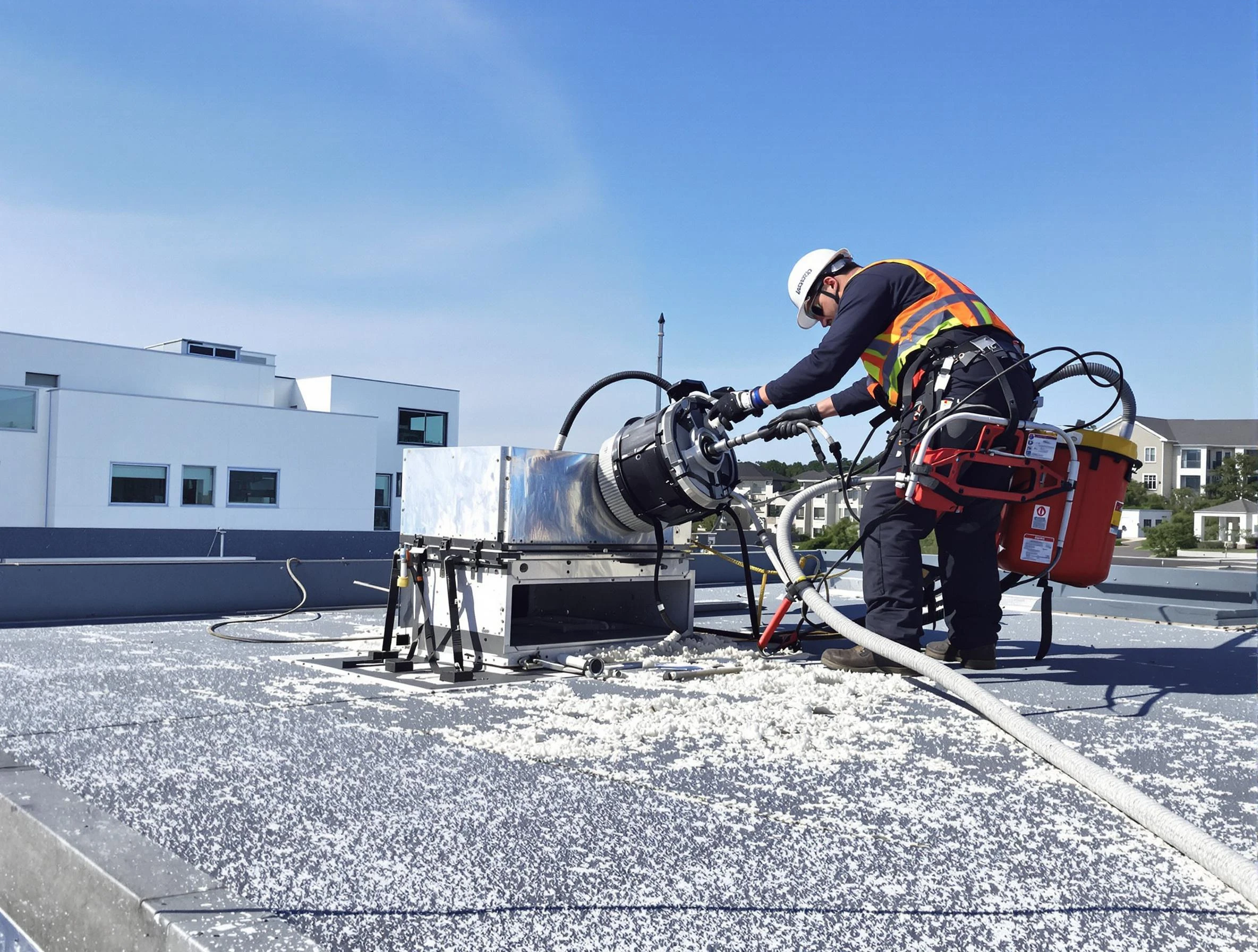 Cleaning Dryer Vent On Roof in Warrior